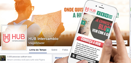 Imagem do site do Hub Intercâmbio - Desenvolvimento do site e Mídias Sociais 